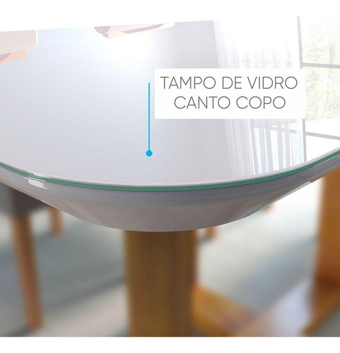 Conjunto Sala Jantar 4 Lugares Natalle Mesa 1,2m Bege Areia