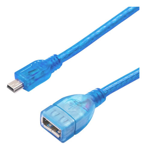 Cabo Adaptador Usb Para Usb 2.0 Af Otg Azul De 5 Pinos