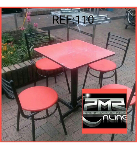 Juego De 4 Sillas Plastica Mesa Madera Para Restaurante Bar