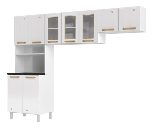 Cozinha Compacta Aço 3 Peças com Armário para Forno/Micro-ondas Multimóveis CR20367 Branco