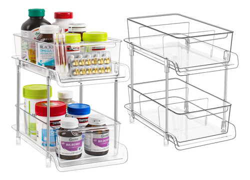 Organizador Extraíble 2 Niveles Transparente Mueble Baño