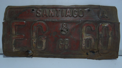 Placa Patente Antigua , Santiago 68.