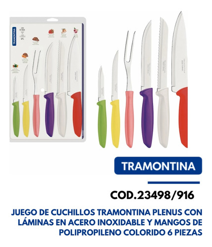 23498916 Tramontina Juego De Cuchillos 6pzas Plenus