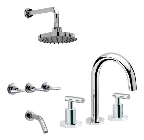 Imagen 2 de 8 de Combo Griferia Lavatorio Ducha Adra Plus Peirano