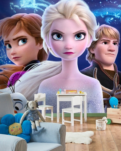 Papel De Parede Adesivo Infantil Frozen 2 Princesas Ana Elza