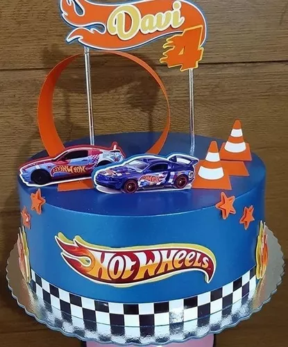 Topo de Bolo Hot Wheels Personalizado