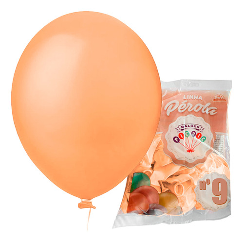 Balão Bexiga Perola Pic Pic 9 Polegadas 25und Diversas Cores Cor Laranja
