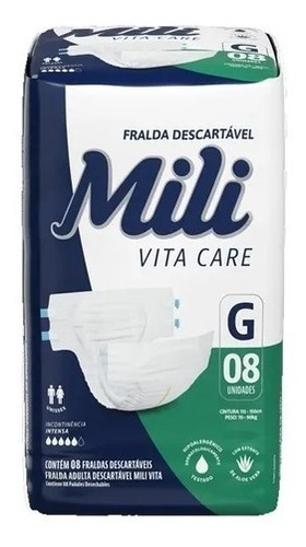 Fralda Geriátrica Não Vaza Indica Umidade Tamanho G 08 Unid