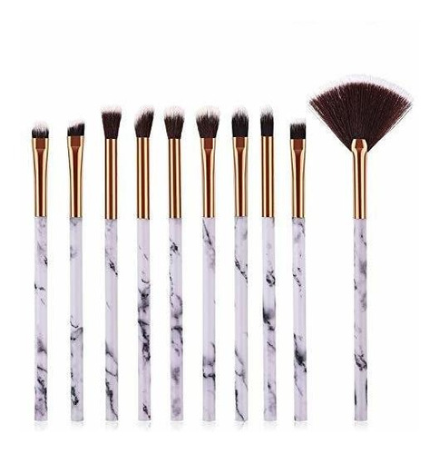 Brochas De Maquillaje - Makeup Brush Set, 10pcs Small Marble