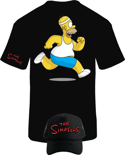 Camiseta Manga Corta Homero Simpson Fitness Obsequio Gorra 