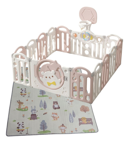 Corral 14 Piezas Bebé Plegable Alfombra Y Juegos Oso Celeste