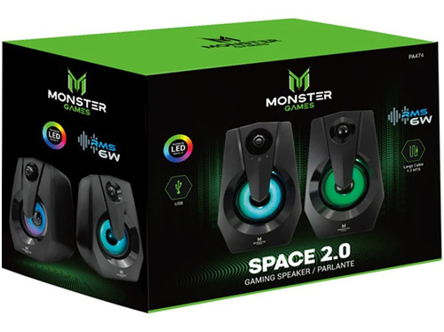 Parlante Monster Gamer Space 2.0 6w Retroiluminado Usb 2.0