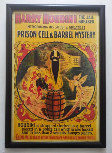 Poater De Mago Houdini Op 3 Enmarcado 50 X 35 Cms
