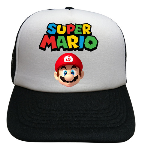 Gorra Super Mario Bros Videojuego Nintendo Blanca Y Negra