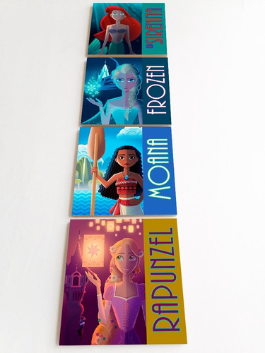 Cuadros Decorativos Mdf Princesas Disney ( Set De 4 Pz )