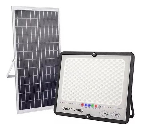 Luz Solar Exterior Con Sensor Movimiento Angulo Amplio 100w Color Negro