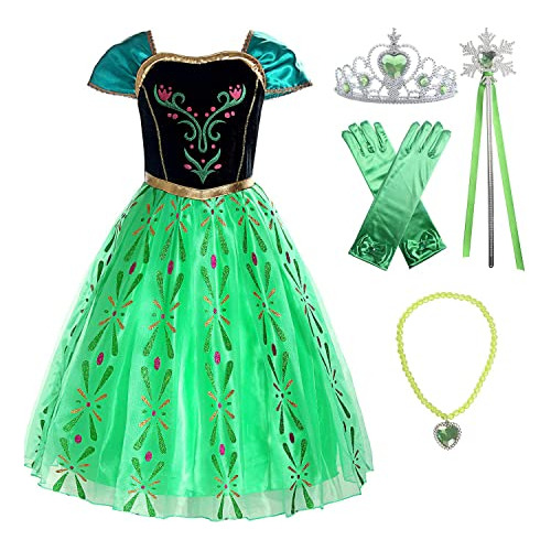 Vestido De Princesa Niñas, Color Verde Manzana