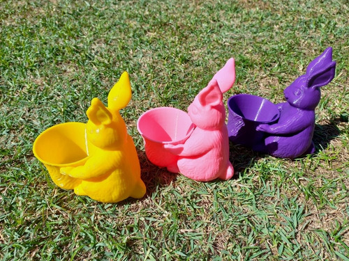 Conejo Con Canasta Pascuas/soporte Porta Huevo/maceta/adorno