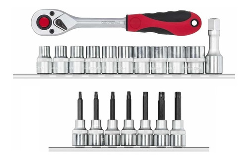 Jg Soquetes Sextavados C/ Catraca + Jg Torx Longos Enc 1/2