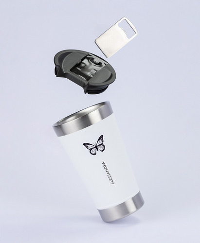 Copo Térmico 473ml Personalizado De Borboleta Com Nome