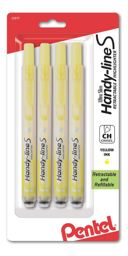 Resaltador Retráctil Pentel Handy-line S, Punta Cincel, 4