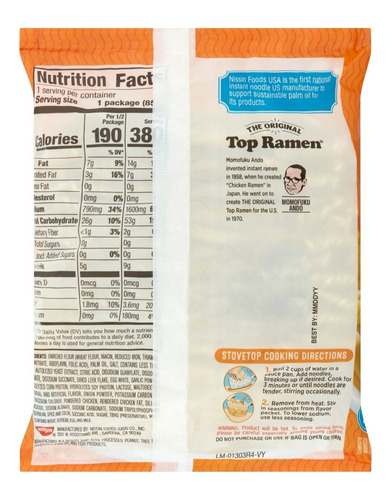 Imagen 7 de 10 de Sopa De Fideos Nissin Tallarines De Pollo Top Ramen Original