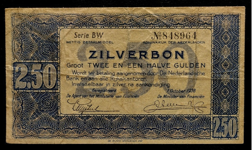 Holanda 2 1/2 Gulden 1938 Mb Pick 62