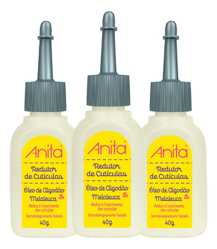 Kit 3 Redutor De Cutículas Óleo De Algodão E Melaleuca Anita