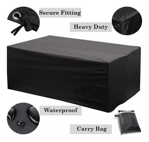 - Funda For Muebles De Jardín, Color Negro-210d-200x160 X