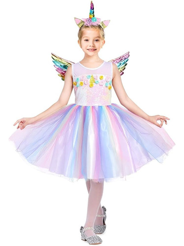 Disfraz Princesa Halloween Para Niñas 3 4 6 7 Años Vestido U