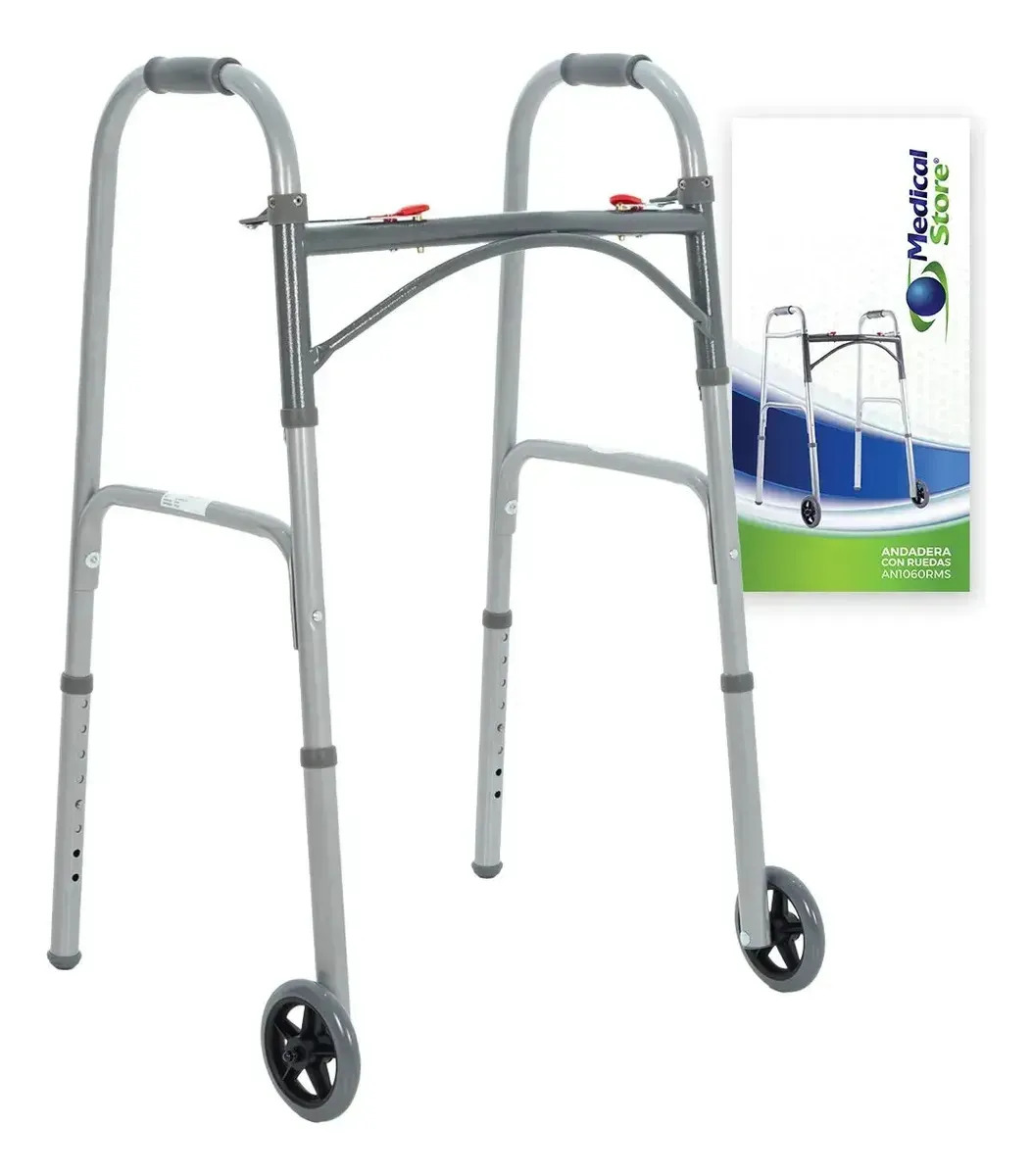 Andadera Ortopédica Plegable Acero Con Ruedas Frontales Altura Ajustable 8 Niveles Medical Store