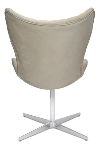 02 Poltronas Egg Slim Capitonê Suede Nude Base Giratória