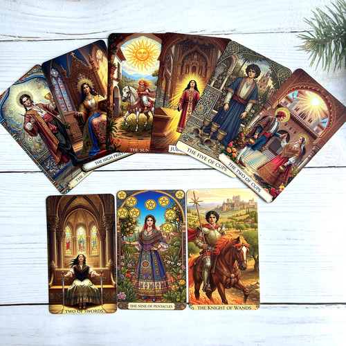 78 Cartas De Tarot De 70 X 120 Mm, Guía En Pdf En Inglés, Es