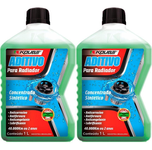 Kit 2 Aditivo Radiador Concentrado Sintético Verde 1 LT