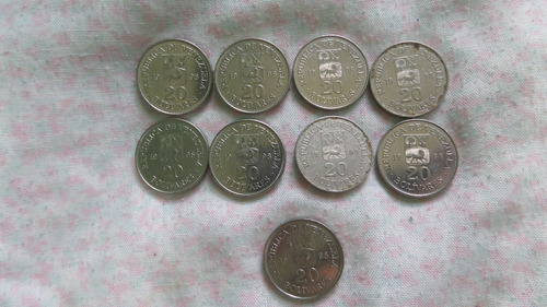 Lote De 9 Monedas De 20 Bs De 1998 Fuera De Circulacion