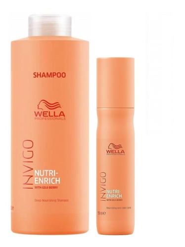 Shampoo 1000ml + Spray Anti Frizz Wella Invigo Nutri Enrich