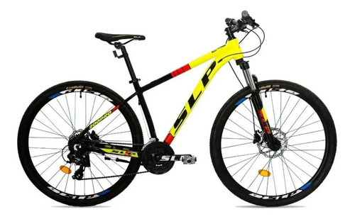 Mountain bike SLP 200 pro R29 20 24v frenos de disco hidráulico cambios Shimano Tourney color amarillo/negro/rojo con pie de apoyo  