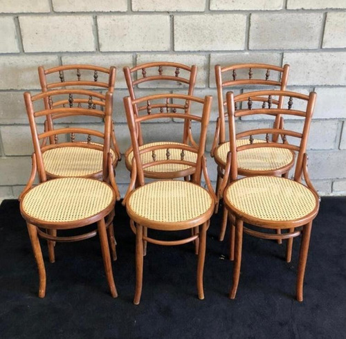 Antiguo Juego De 6 Sillas Original Thonet Mod 95 C/ Sello