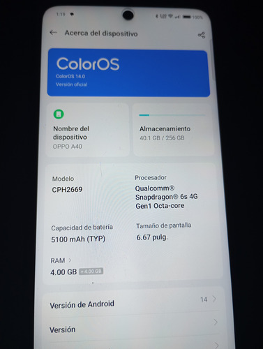 Oppo A40 4 Ram 256 Interna (Usado)