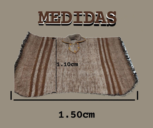 Poncho Masculino, De Lana Cruda, Cardada. Impecable Estado. (Usado)