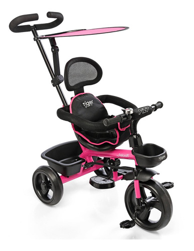 Triciclo Infantil Reforzado Manija Direccional Felcraft Little Tiger Fit Rosa