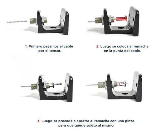 Kit Fijación Tensor Toldo Cortina De Enrollar Cable Acero