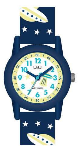 Reloj Q&q Análogo De Niño V22a-020vy Correa Azul Bisel Azul Fondo Blanco