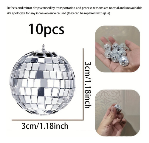 8pcs Elegantes Adornos En Forma De Minibola De Discoteca