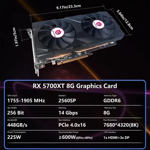 Radeon Rx 5700 Xt Tarjeta Gráfica 8 Gb Gddr6