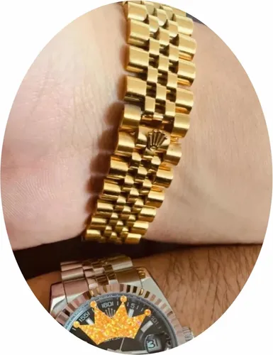 Pulsera Rolex Dorada Corona 1.8 Cm Acero Inoxidable Titanio