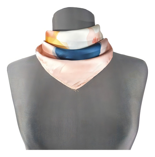 Lenço de seda Mascada Paliacate Lady Pashmina 70x70, pacote com 2 cores, azul marinho