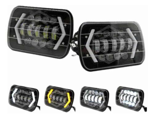 Par De Faros Unidad 5x7 Luz De Cortesía Con 13 Lupas 12-24v