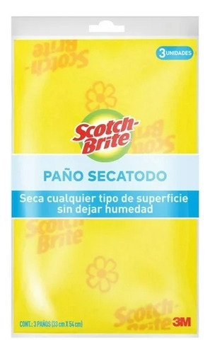 4 Pzas Paño 3m Scotch Brite Seca Todo Extra Grande 3 Pzas
