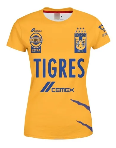Playera Full Print Dama Equipo Futbol Uniforme Tigres Cuotas sin
